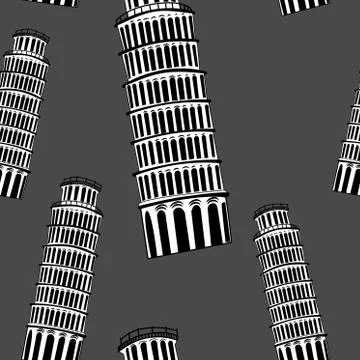 Sketch Pisa tower  seamless pattern Stock Illustration