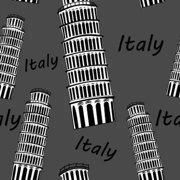 Sketch Pisa tower  seamless pattern Stock Illustration