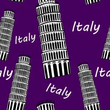 Sketch Pisa tower  seamless pattern Illustrazione stock