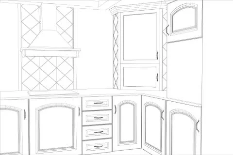 Sketch plan kitchen in the wire Stock Illustration