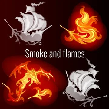 Sketch for a poster on the theme of fire and smoke. Patterns in the form of Stock Illustration
