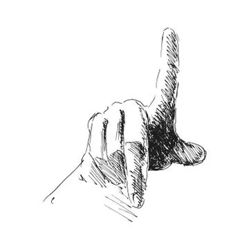 Sketch of pressing hand Stock Illustration