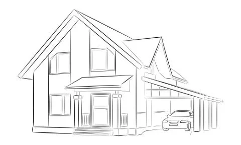 Sketch of a private house Stock Illustration