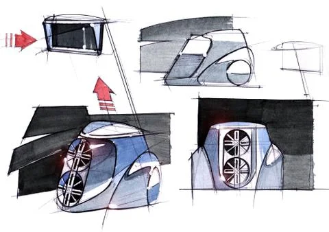 Sketch project is a concept of multimedia installation with an acoustic system Stock Illustration