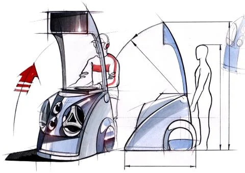 Sketch project is a concept of multimedia installation with an acoustic system Stock Illustration