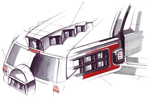 Sketch project is a concept of multimedia installation with an acoustic system Stock Illustration