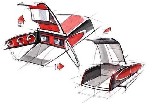 Sketch project is a concept of multimedia installation with an acoustic system Stock Illustration