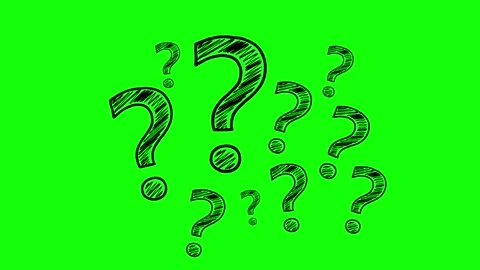 Sketch Question Marks Animation Confusion on Green Screen Video stock 310797399
