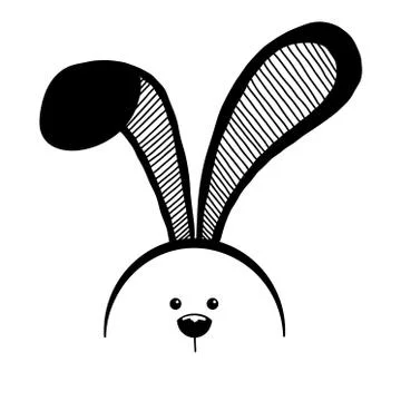 Sketch rabbit ears with a muzzle. Easter bunny. Stock Illustration