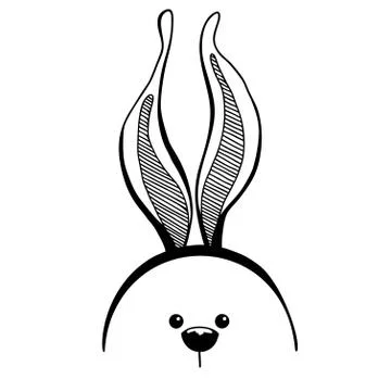 Sketch rabbit ears with a muzzle. Easter bunny. Stock Illustration