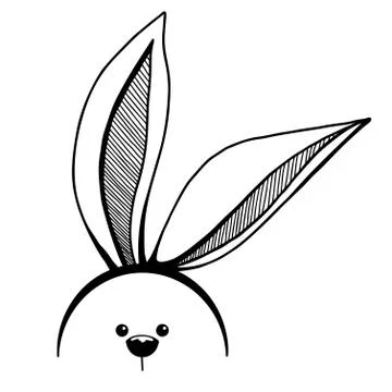 Sketch rabbit ears with a muzzle. Easter bunny. Stock Illustration
