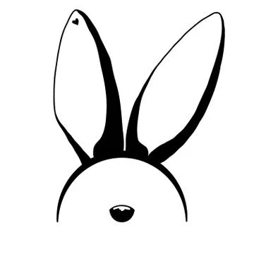 Sketch rabbit ears with a nose. Easter bunny. Vector Illustrazione stock