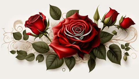 Sketch of red roses Stock Illustration