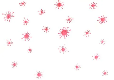 Sketch of the red structures looking like molecules or viruses Stock Photos