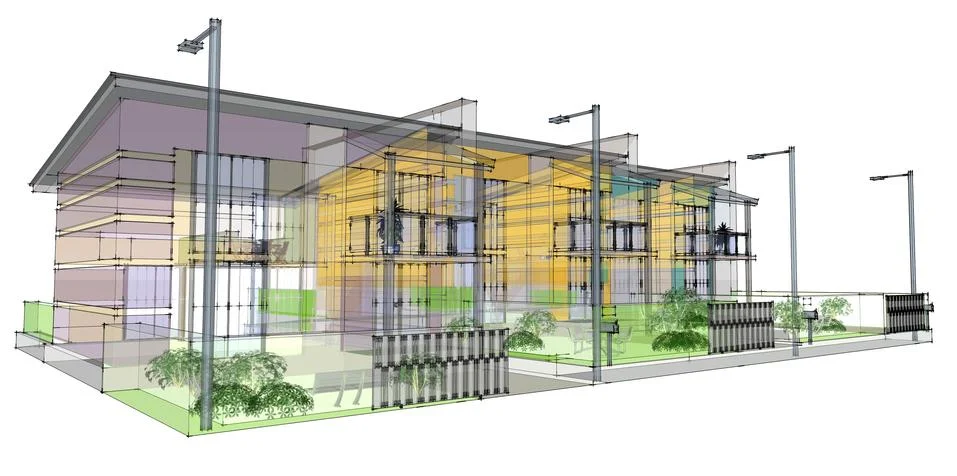 Sketch of residential development Stock Illustration