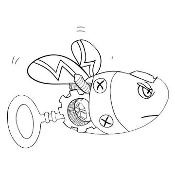 Sketch of a robot wasp or bee - Steampunk style Stock Illustration