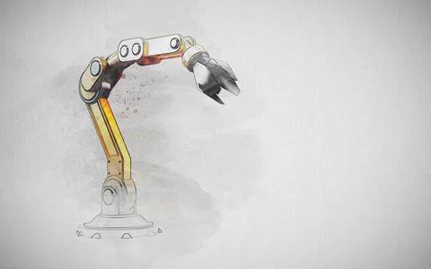 Sketch robotic arm Stock Illustration