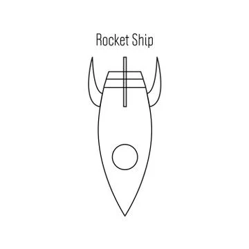 Sketch Rocket ship logo. Coloring Space vector Illustrazione stock
