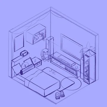 Sketch of the room Illustrazione stock