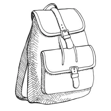 Sketch of a rucksack. Backpack isolated on white background. Stock Illustration
