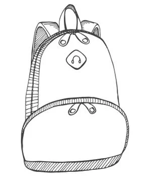 Sketch of a rucksack. Backpack isolated on white background. Stock Illustration