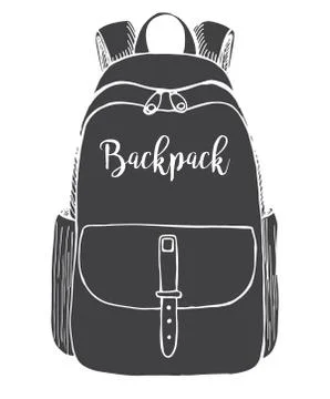Sketch of a rucksack. Backpack isolated on white background. Stock Illustration