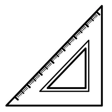 Sketch, ruler, mathematical triangle, coloring, isolated object on a white ba Stock Illustration