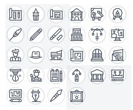 Sketch Scalable Vector Set featuring 28 Display Perfect Bold Line 64x64 Icons Stock Illustration