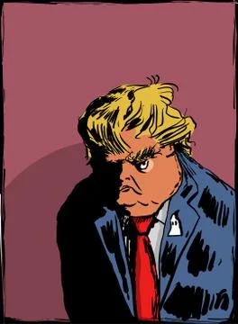 Sketch of scowling Donald Trump Stock Illustration