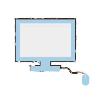 Sketch screen mouse computer Stock Illustration