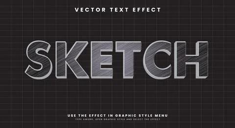 Sketch scribble style editable text effect Template Stock Illustration