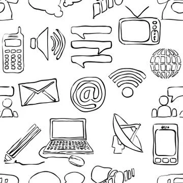 Sketch seamless communication pattern Stock Illustration