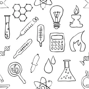 Sketch seamless laboratory pattern Stock Illustration