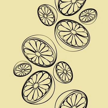 Sketch seamless pattern with orange slices Stock Illustration