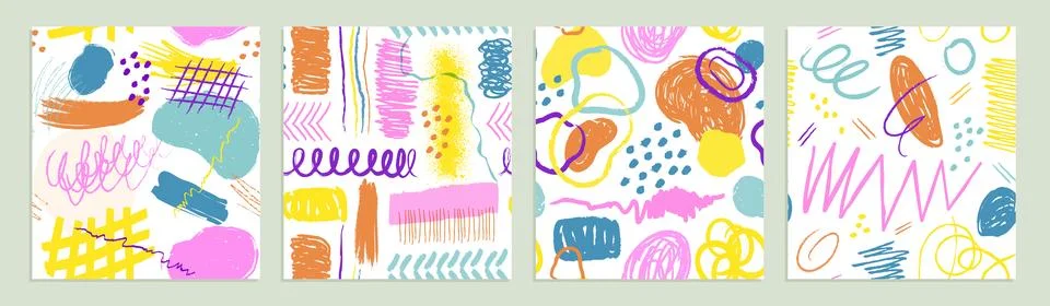 Sketch seamless patterns set Stock Illustration