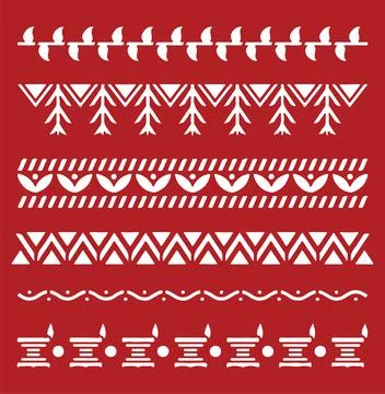 Sketch of Separator or Designs Warli Art Editable Outline Illustration Stock Illustration