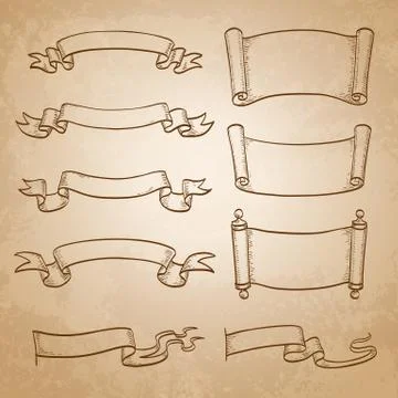 Sketch set of banners. Stock Illustration