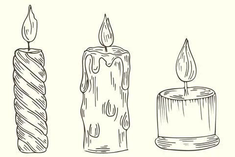 Sketch of a set of candles. Vector, different candles, freehand drawing. Stockillustratie