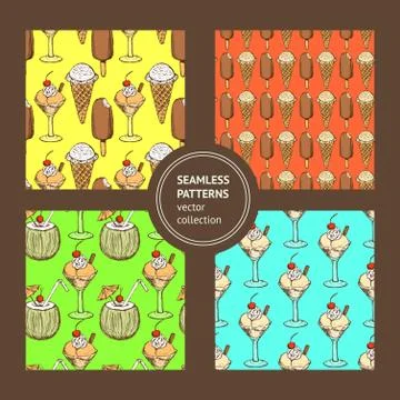 Sketch set with ice cream patterns Illustrazione stock