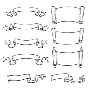 Sketch set of ribbons and scrolls. Stock-Illustration