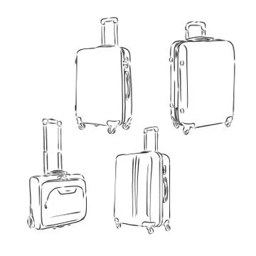 Sketch set of suitcases, suitcase, vector sketch illustration Stock Illustration