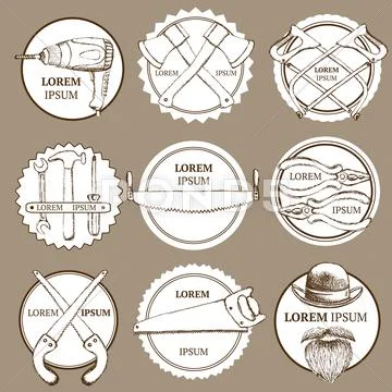 Sketch Set Of Tools\' Logotypes