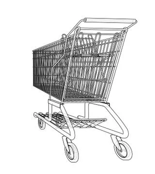 Sketch shopping trolley. Vector Stock Illustration
