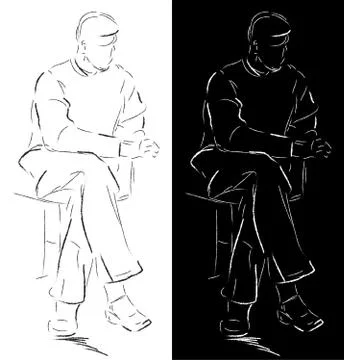 Sketch of a sitting man Stock Illustration