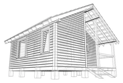 Sketch of small house. Vector rendering of 3d Stock Illustration