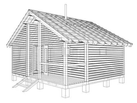 Sketch of small house. Vector rendering of 3d Stock Illustration