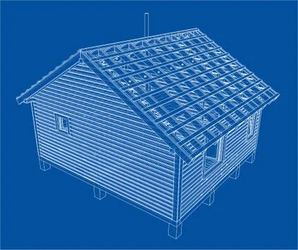 Sketch of small house. Vector rendering of 3d Stock Illustration