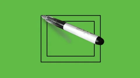 Sketch small rectangle frame design with blue border and black outline Video stock 161934000