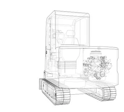 Sketch of Small Treactor with Actor Stock Illustration