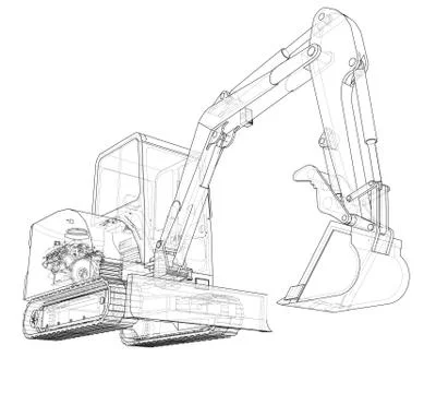 Sketch of Small Treactor with Actor Stock Illustration